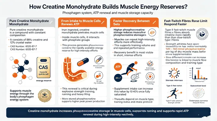 How creatine monohydrate builds muscle energy reserves How creatine monohydrate builds muscle energy reserves