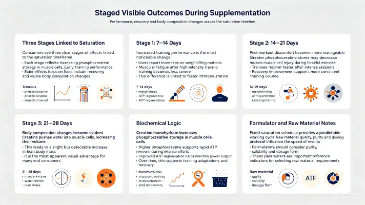 Staged visible outcomes during supplementation Staged visible outcomes during supplementation