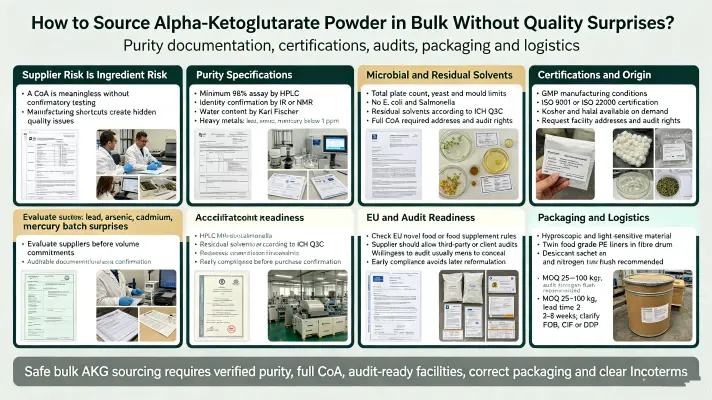 How to Source Alpha-Ketoglutarate Powder in Bulk Without Quality Surprises How to Source Alpha-Ketoglutarate Powder in Bulk Without Quality Surprises